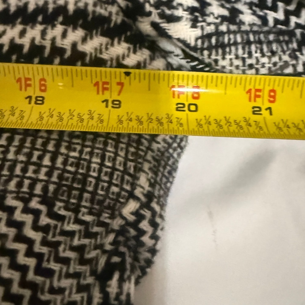 Uaneo Unisex Black White Plaid Wool Blend‎ Longline Coat Jacket RJ-C121 Small - Picture 14 of 16
